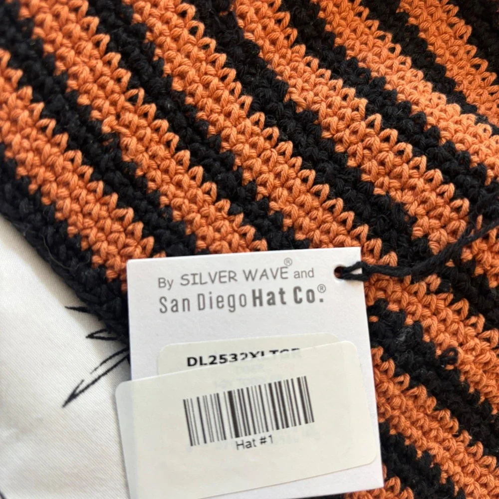 NWT San Diego Hat Co Kids Tiger Crochet Striped Knit Animal Hat Orange And Black